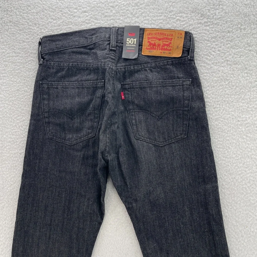 Levis 501 Jeans Mens 30x30 Black Original Straight Dark Wash Denim Grunge Goth